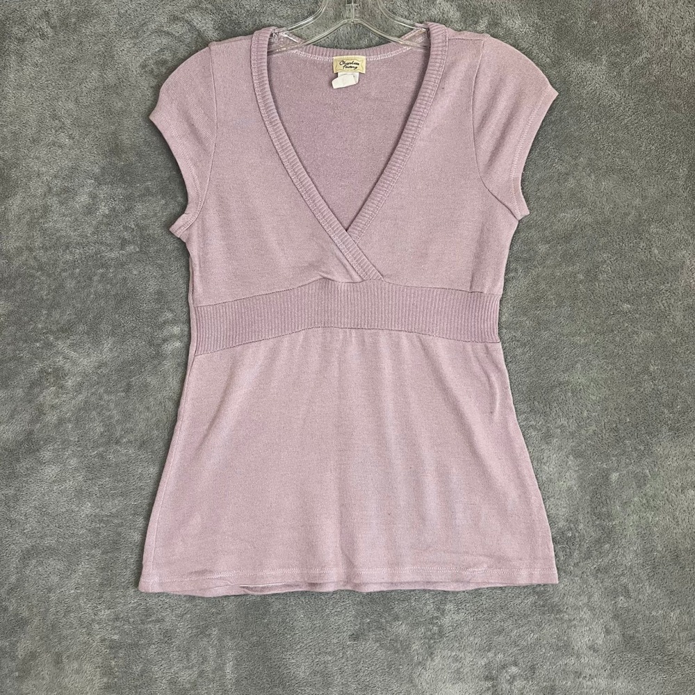 Vintage Babydoll Knit Top Womens M Pink Y2K Basics Made in USA
